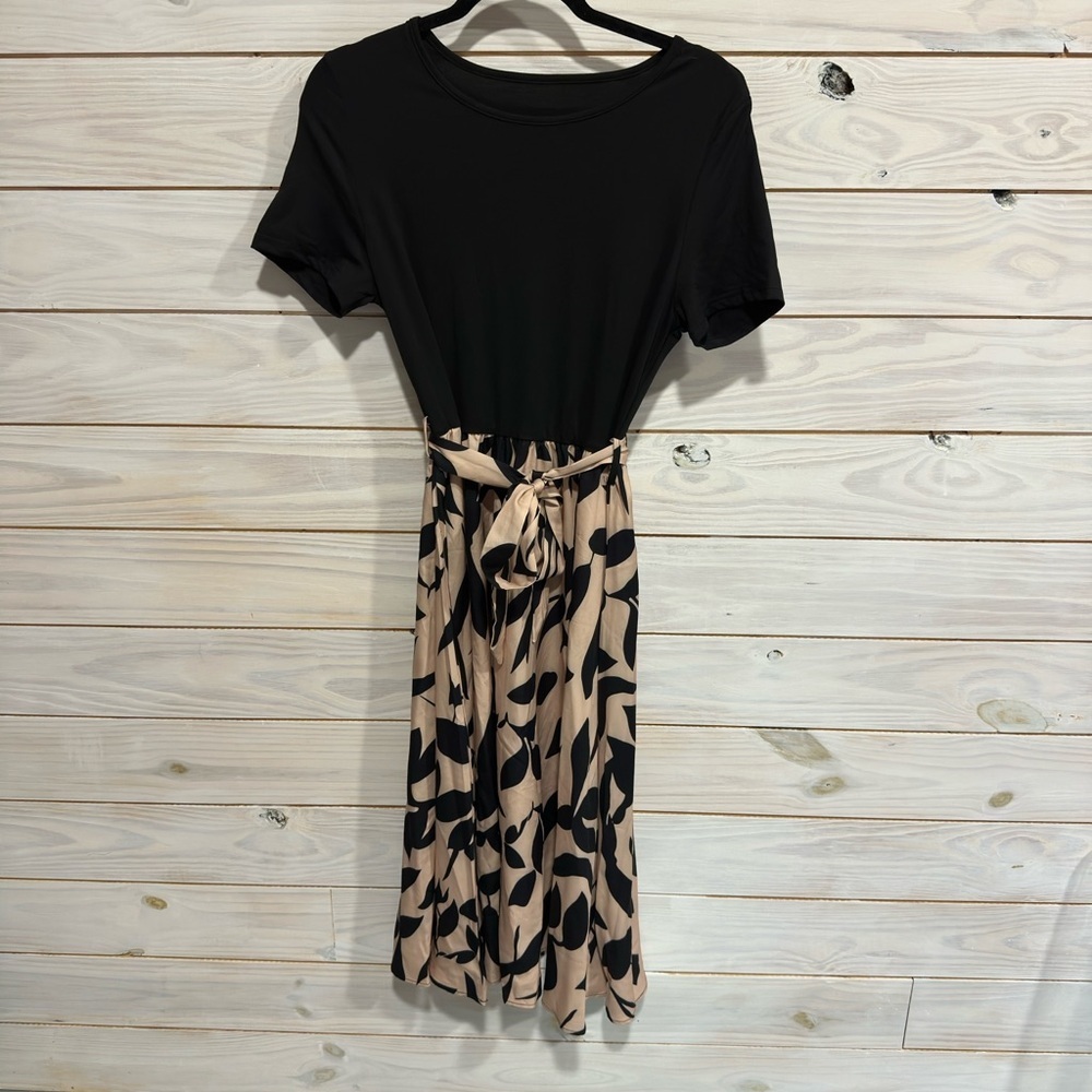SHEIN Black and Tan Midi Dress